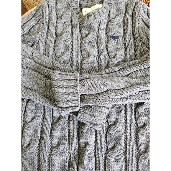 Abercrombie & Fitch Thick Cable-Knit Wool Blend Sweater Women's L Y2K Gray - Picture 9 of 11
